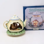 Enesco Teapot Bungalow Deluxe Action Musical Box Whiskerflick (read). Fixed Price $85.00.