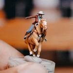 Miniature Action Figures Cowboy Horseback Scale 1/87 No Preiser Diorama. Fixed Price $21.90.
