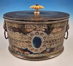 Antique 1869 Thomas Bradbury Sons Sheffield Biscuit Box. Fixed Price $220.00.