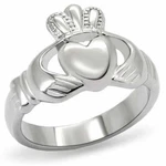 Women's Stainless Steel Heart Shaped Irish Claddagh Ring No Stone TK160. Fixed Price $18.99.