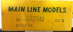 Ho Scale Mainline Models CC-5 Cattle Car 36' Santa Fe Wood Kit. Fixed Price $29.95.