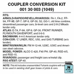 Micro-trains 00130003 (1049) Coupler Conversion Kit (one Front, Rear). Fixed Price $11.55.