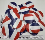 Lot Of 38 Red White Blue Pinback Buttons 3" American Blank For Writing Patriotic. Fixed Price $20.00.