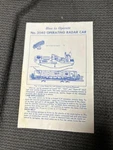 Lionel 1959 3540-38 Radar Operating Car Instruction Sheet. Fixed Price $9.95.