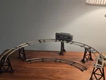 Marx Gauge Curved Train Track (7) + (5) Trestle Bridge Piers Coal Car. Fixed Price $27.00.