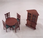 Dining Room Set Cabinet & Chairs Walnut Dollhouse 1/12 Scale T0108 5PC Wooden. Fixed Price $44.85.