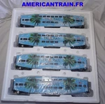 Florida Tri-rail 4-CAR Bombardier Passenger Set 3 Rails Scale Mth. Fixed Price $464.60.