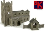 Metcalfe PO226 Parish Church & Gate Pre Coloured Card Kit 00 Gauge Pod Postage. Fixed Price $24.30.