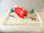 O/s Scale Plasticville Farm Red Barn Kit With Fence + Animals. Fixed Price $17.50.