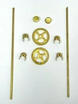 211-B/212-4 Brake Wheel, Staff & Cap Set, Brass, Lionel Std Gauge. Fixed Price $11.00.