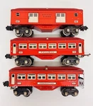Lionel Prewar Tinplate 600 601 602 Red Pullman Passenger Car Set Of 3. Fixed Price $200.00.