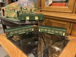 Two-tone State Green Lionel Prewar 2613 2614 2615 Gauge Car Set!. Fixed Price $450.00.
