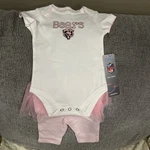Nwt Chicago Bears Nfl Licensed Pink Baby One Pc/striped Pants With Tutu Set 3MTH. Fixed Price $9.99.