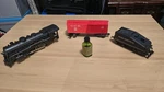 Marx #1666 Vtag Locomotive Gauge B & Freight Slope Tender Smoke Liquid Lot. Fixed Price $97.90.