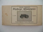 Jordan Highway Miniatures Ho Model Kit C-219: 1920S Fordson Industrial Tractor. Fixed Price $24.00.