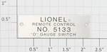 Lionel 5133-10X Left Hand Track Switch Nameplate (50). Fixed Price $125.00.
