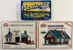 Model Power 454 Chester Stn, 414 Billys Auto, Bachmann 45133 School House Kit. Fixed Price $30.00.