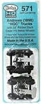 Ho Scale Kadee #571 Andrews 1898 Self Centering Trucks W/33" Ribbed Back Wheels. Fixed Price $15.79.