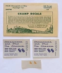 Champ Ho Decal-chesapeake Ohio/c&o Strl Pass Car-blue Script Lett #PH-78. Fixed Price $6.50.