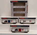 Lionel 6-19599 Gauge Old Glory Series Boxcars (set Of 3) Nib. Fixed Price $35.99.