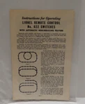Lionel Postwar Original Instruction Sheet 022 Switches 1957. Fixed Price $5.00.