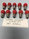 Lionel #432R 18V Large Globe Red Bulb Pack Of 10. Fixed Price $8.50.