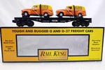 Mth Rail King 30-7681 Flatcar W/ 2 Ertl 51 Panel Vans Never Used Displayed Only. Fixed Price $19.99.