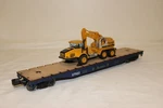 Menards Gauge Alaska Railroad Long Flat Car W/excavator #279-3076. Fixed Price $30.00.