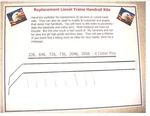 Handrails For Lionel 226, 226E, 646, 726, 736, 2046, 2056, S.s. Kit W/pins. Fixed Price $14.90.