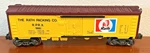 Lionel O-gauge The Rath Packing Co R.p.r.x. Boxcar 6-9881. Fixed Price $24.99.